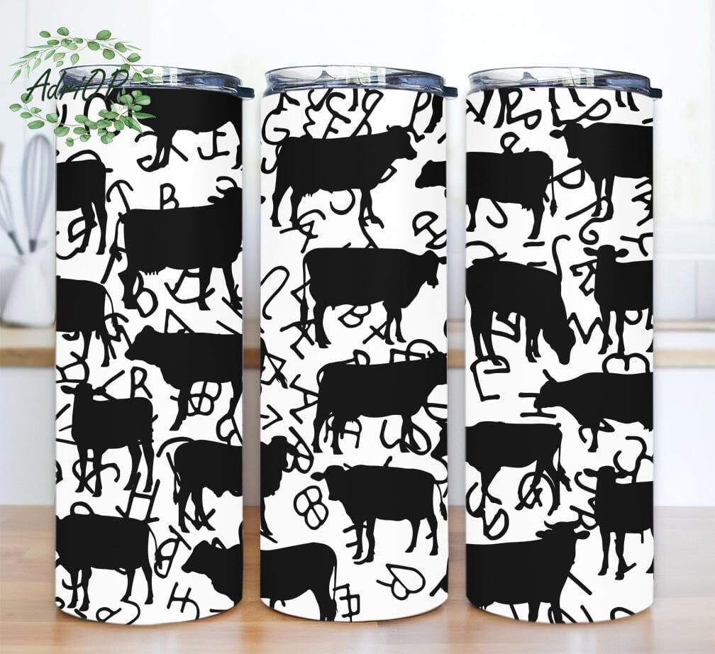 Cow Junkie 20oz Skinny Tumbler Png, Cattle Brand Cow Print Tumbler, Cow ...