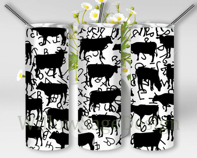 Cow Junkie Tumbler Wrap, Cow 20oz Skinny Tumbler, Cow Sublimation Design, Cattle Brand Tumbler Png, Digital Download Sublimation WillowSageDesign 