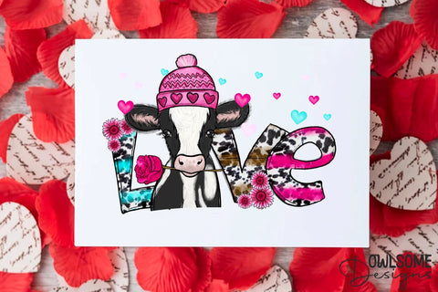 Cow Love Valentine PNG Sublimation Sublimation Owlsome.Designs 