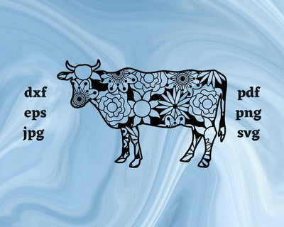 Cow Mandala SVG Cut File SVG Northern Light SVG 