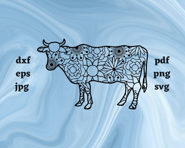 Cow Mandala SVG Cut File SVG Northern Light SVG 