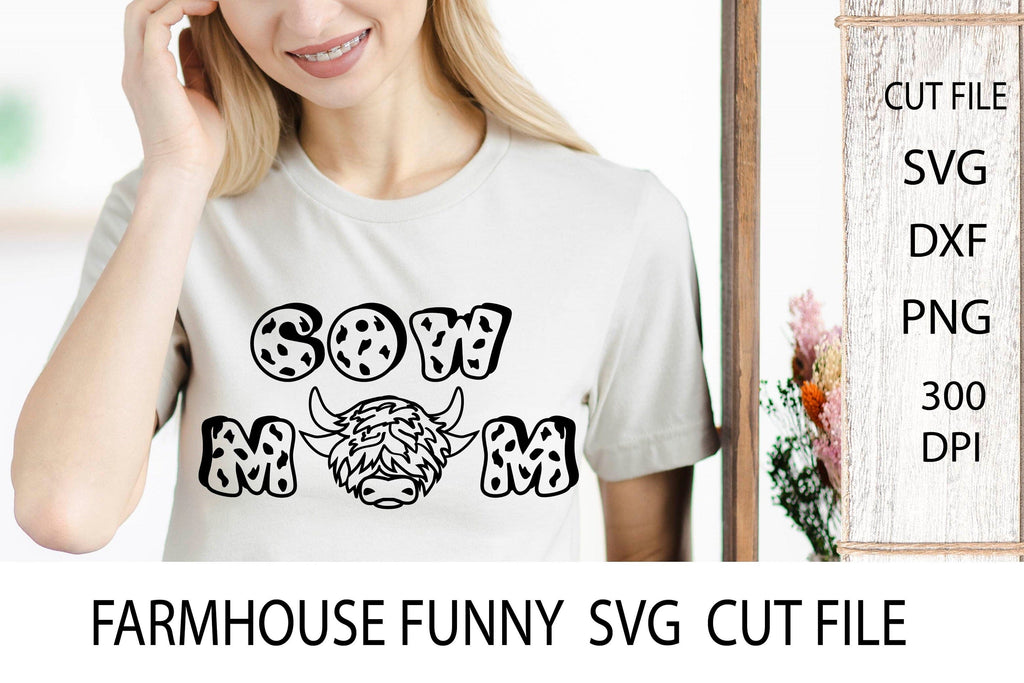 Cow Mom. Farmhouse Animal SVG Design. Farm House Sign SVG. - So Fontsy