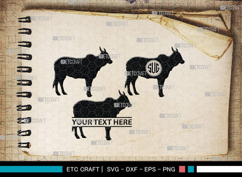Cow Monogram, Cow Silhouette, Cow SVG, Ox Svg, Cattle Svg, Animal Svg, SB00243 SVG ETC Craft 