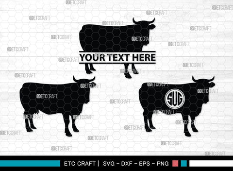 Cow Monogram, Cow Silhouette, Cow SVG, Ox Svg, Cattle Svg, Animal Svg, SB00243 SVG ETC Craft 