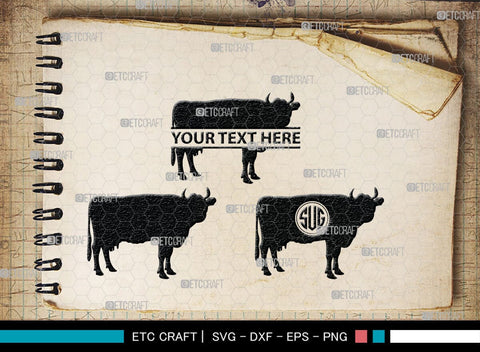 Cow Monogram, Cow Silhouette, Cow SVG, Ox Svg, Cattle Svg, Animal Svg, SB00243 SVG ETC Craft 