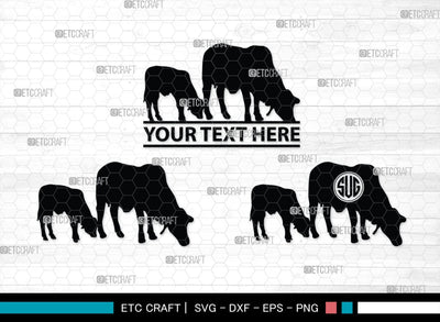 Cow Monogram, Cow Silhouette, Cow SVG, Ox Svg, Cattle Svg, Animal Svg, SB00243 SVG ETC Craft 
