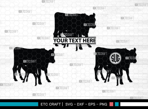 Cow Monogram, Cow Silhouette, Cow SVG, Ox Svg, Cattle Svg, Animal Svg, SB00243 SVG ETC Craft 