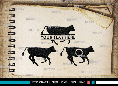 Cow Monogram, Cow Silhouette, Cow SVG, Ox Svg, Cattle Svg, Animal Svg, SB00243 SVG ETC Craft 
