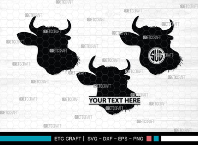 Cow Monogram, Cow Silhouette, Cow SVG, Ox Svg, Cattle Svg, Animal Svg, SB00243 SVG ETC Craft 