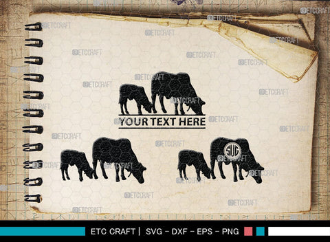 Cow Monogram, Cow Silhouette, Cow SVG, Ox Svg, Cattle Svg, Animal Svg, SB00243 SVG ETC Craft 