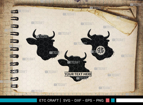 Cow Monogram, Cow Silhouette, Cow SVG, Ox Svg, Cattle Svg, Animal Svg, SB00243 SVG ETC Craft 