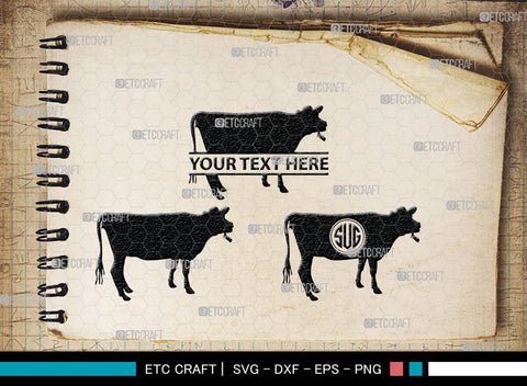 Cow Monogram, Cow Silhouette, Cow SVG, Ox Svg, Cattle Svg, Animal Svg, SB00243 SVG ETC Craft 