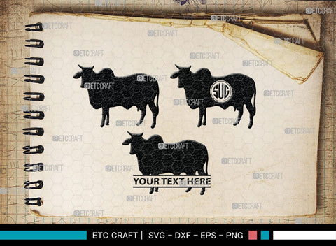 Cow Monogram, Cow Silhouette, Cow SVG, Ox Svg, Cattle Svg, Animal Svg, SB00243 SVG ETC Craft 