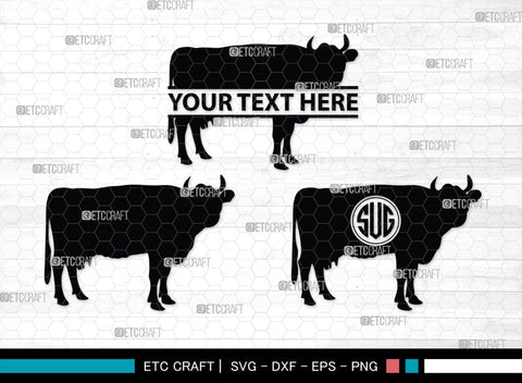 Cow Monogram, Cow Silhouette, Cow SVG, Ox Svg, Cattle Svg, Animal Svg, SB00243 SVG ETC Craft 