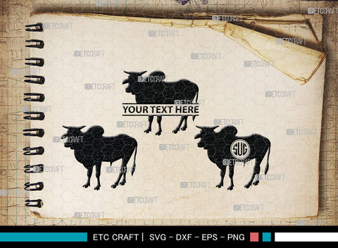 Cow Monogram, Cow Silhouette, Cow SVG, Ox Svg, Cattle Svg, Animal Svg, SB00243 SVG ETC Craft 