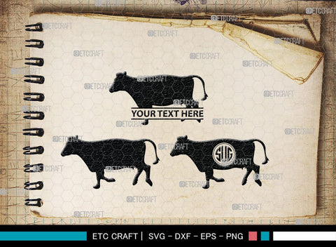 Cow Monogram, Cow Silhouette, Cow SVG, Ox Svg, Cattle Svg, Animal Svg, SB00243 SVG ETC Craft 