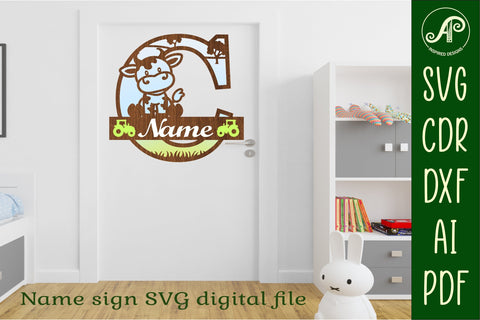 Cow monogram letter bundle Name signs SVG 3 layer SVG APInspireddesigns 