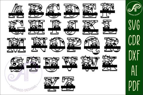 Cow monogram letter bundle Name signs SVG 3 layer SVG APInspireddesigns 