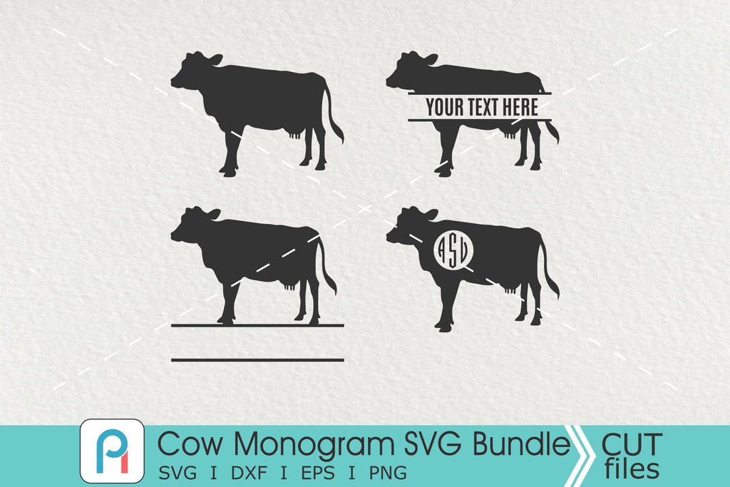 Cow Monogram Svg, Cow Svg, Cow Clip Art, Farm Monogram Svg - So Fontsy