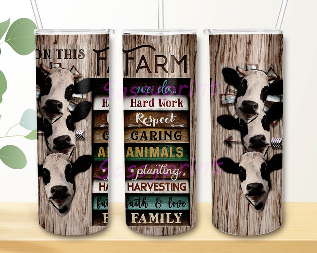 Cow On This Farm Stainless Steel Tumbler PNG, Cow 20 oz Skinny Tumbler Sublimation Design Sublimation sassyprint 