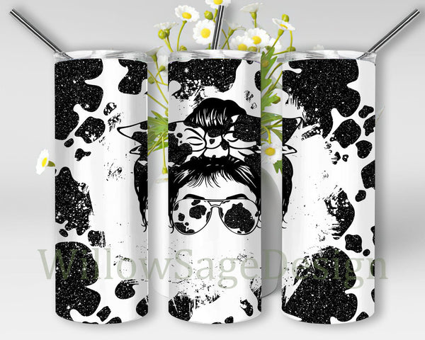 Mom life, cow print, 20 oz tumbler