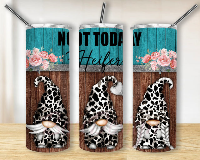 Cow Print Gnome 20oz Skinny Tumbler, Not Today Heifer Tumbler Design, Gnome Tumbler Png, Western Gnome Sublimation Png, Instant Download Sublimation BouDesign 