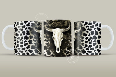 Cow Print Mug Design, Western Cow Boy Sublimation Wrap, Cow Skull Mug Wrap, Cow Pattern Mug, 11 & 15 Oz Mug Cricut Press Sublimation Wrap Sublimation Syre Digital Creations 