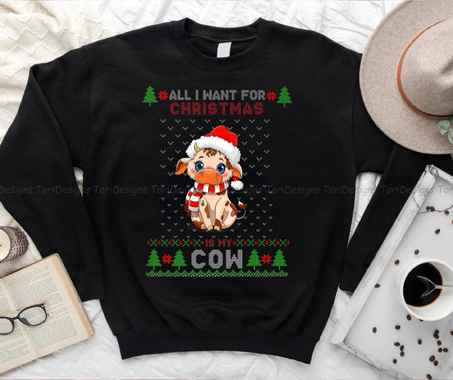 Cow Santa Hat Sublimation Design Sublimation ToriDesigns 