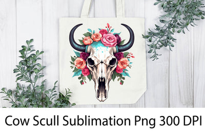Cow scull Sublimation Design. Flower Cow Scull PNG. Sublimation Samaha Design 