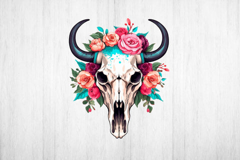 Cow scull Sublimation Design. Flower Cow Scull PNG. Sublimation Samaha Design 