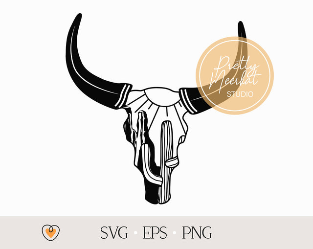Cow skull desert #2 svg, Bull skull svg, Desert svg, png SVG Pretty Meerkat 