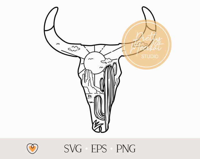 Cow skull desert #3 svg, Bull skull svg, Desert svg, png SVG Pretty Meerkat 