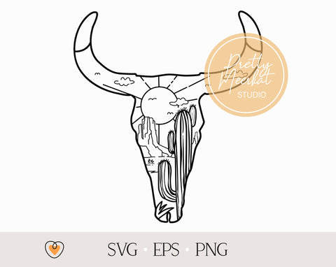 Cow skull desert #3 svg, Bull skull svg, Desert svg, png SVG Pretty Meerkat 
