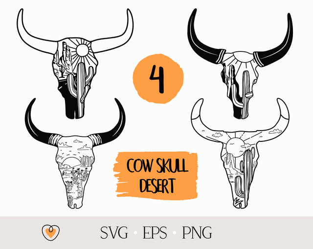 Cow skull desert svg Bundle, Bull skull svg, Desert svg, png SVG Pretty Meerkat 