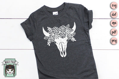 Cow Skull Flowers SVG Cut File SVG Wild Pilot 
