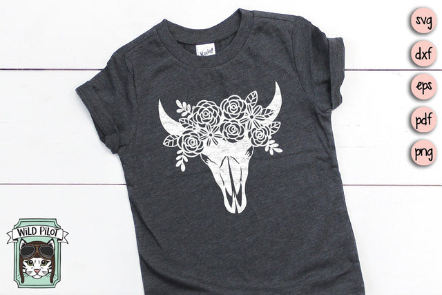 Cow Skull Flowers SVG Cut File SVG Wild Pilot 