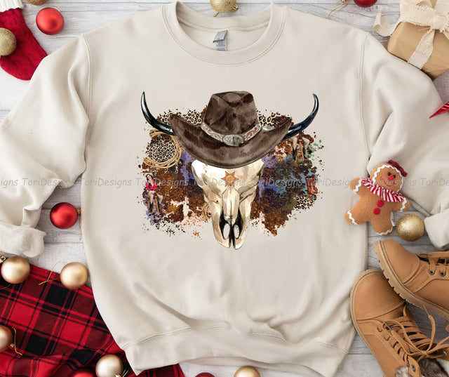 Cow Skull PNG, Sublimation Designs Downloads, Digital Download, Cowhide, Southern Png, Western Png Sublimation ToriDesigns 