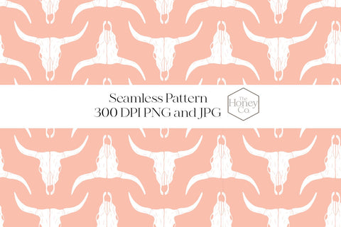 Cow Skull Seamless Pattern Western Desert Sublimation PNG Digital Pattern The Honey Company 