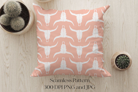 Cow Skull Seamless Pattern Western Desert Sublimation PNG Digital Pattern The Honey Company 