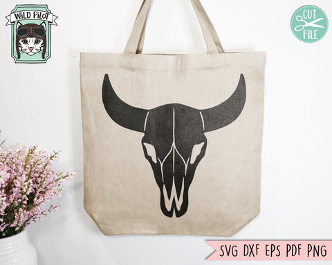 Cow Skull SVG Cut File, Bull Skull SVG, Mystical svg, Crescent Moon svg, Cow Skull png, Southwest SVG, Boho svg, Longhorn svg, Buffalo svg SVG Wild Pilot 
