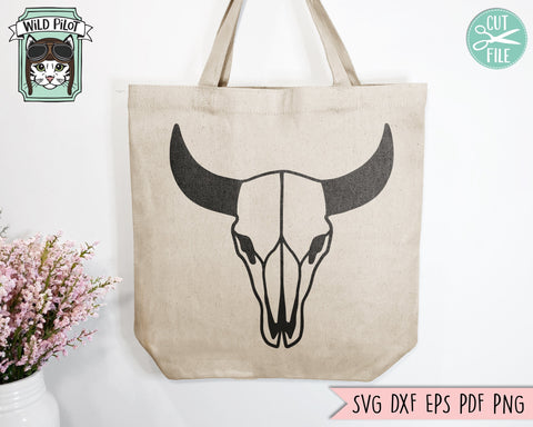 Cow Skull SVG Cut File, Bull Skull SVG, Mystical svg, Crescent Moon svg, Cow Skull png, Southwest SVG, Boho svg, Longhorn svg, Buffalo svg SVG Wild Pilot 