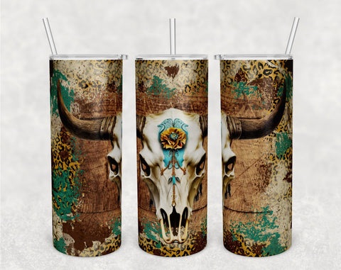 Cow Skull Tumbler Wraps Bundle, 20 Oz Skinny Tumbler Cow Skull Sublimation Designs, Cow Skull With Sunflowers Tumbler PNG, Seamless Tumbler PNG, 5 Designs Sublimation HappyDesignStudio 