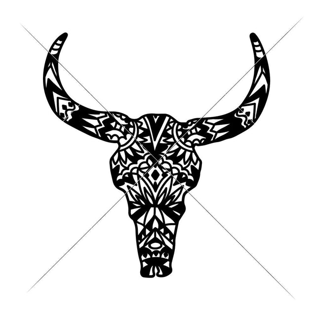 Cow Skull with Aztec Pattern - Farmhouse SVG Chameleon Cuttables 