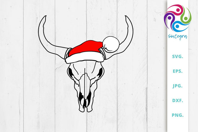 Cow Skull With Christmas Hat Svg File SVG Sintegra 