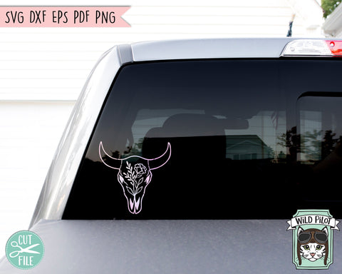 Cow Skull With Flowers SVG File, Cow Skull SVG File, Cow Skull Floral SVG, Cow Skull Flower SVG, Southwest SVG, Boho SVG, Longhorn SVG, Buffalo SVG SVG Wild Pilot 