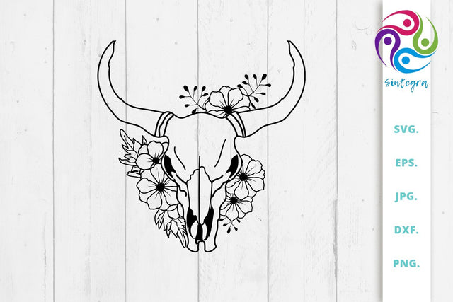 Cow Skull With Flowers Svg File SVG Sintegra 