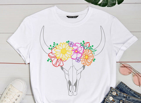 Cow skull with flowers svg - Floral cow skull svg - Wildflower cow skull svg SVG RedHelgaArt 