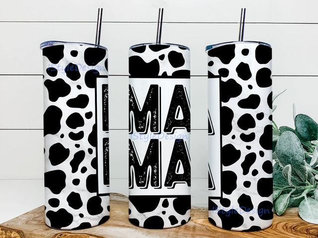 Cow Spots Sublimation Tumbler Design, Cow Print 20oz Skinny Tumbler Wraps Templates, MaMa PNG Digital Download Sublimation iStyleDesign 