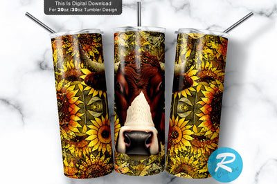 Cow sunflower 20 oz / 30 oz Tumbler PNG Sublimation Regulrcrative 