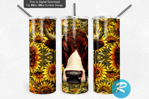 Cow sunflower 20 oz / 30 oz Tumbler PNG Sublimation Regulrcrative 